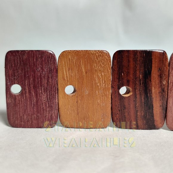 Vintage Exotic Wood Link Belt Wooden Tiles Segmented '90s Handmade Woodgrain VTG - Picture 8 of 8